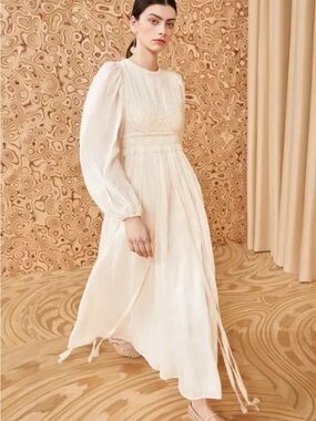 Ulla Johnson Cream Long-Sleeve Maxi Dress